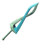 A peculiar greatsword allegedly used by a hero from a world in which the moon threatened to fall. It slashes wildly in battle as if possessed by a Fierce Deity.
