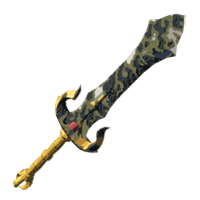 A two-handed Gerudo sword with a decayed blade. Attaching a material greatly enhances the material's power but doesn't add as much durability.