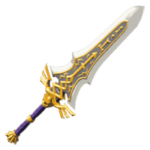 A two-handed sword issued to the Hyrulean royal family's immediate guard detail. Yields a powerful strike and increases the power of flurry rush during perfect dodge.