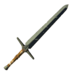 A basic two-handed sword once wielded by aspiring adventurers. Its immense weight can knock enemies' shields right out of their hands.